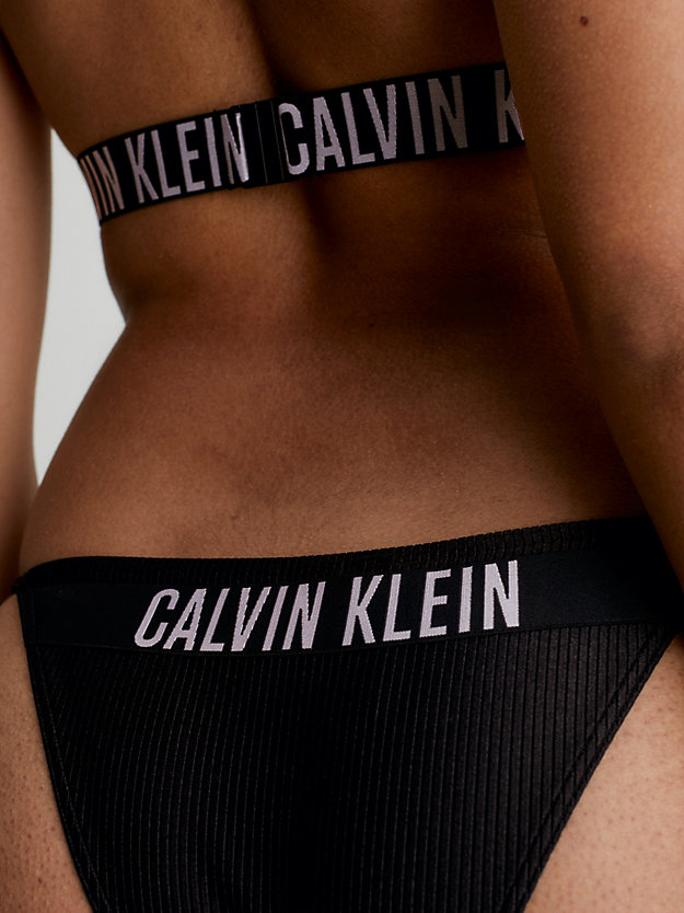 pvh black tie side bikini bottoms - intense power for women calvin klein