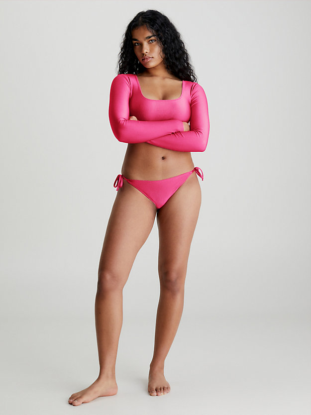 pink flash tie side bikini bottoms - intense power for women calvin klein