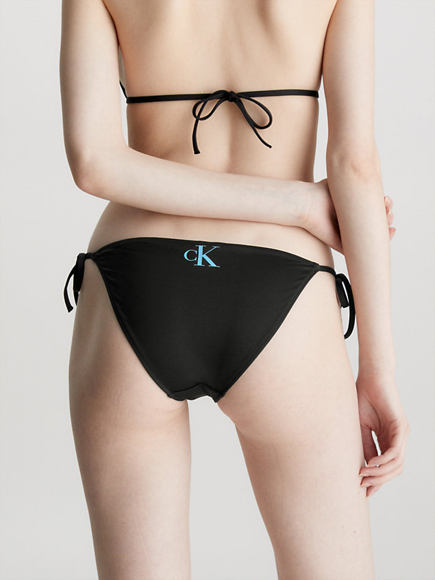 black bikinibroekje met strikbandjes - ck monogram voor dames - calvin klein