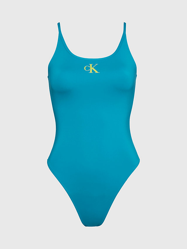 Clear Turquoise Badeanzug Mit U-Ausschnitt – CK Mongramm undefined Damen Calvin Klein