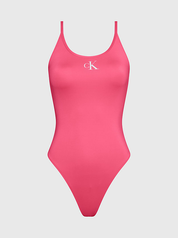 PINK FLASH Bañador con cuello abierto - CK Monogram de mujer CALVIN KLEIN
