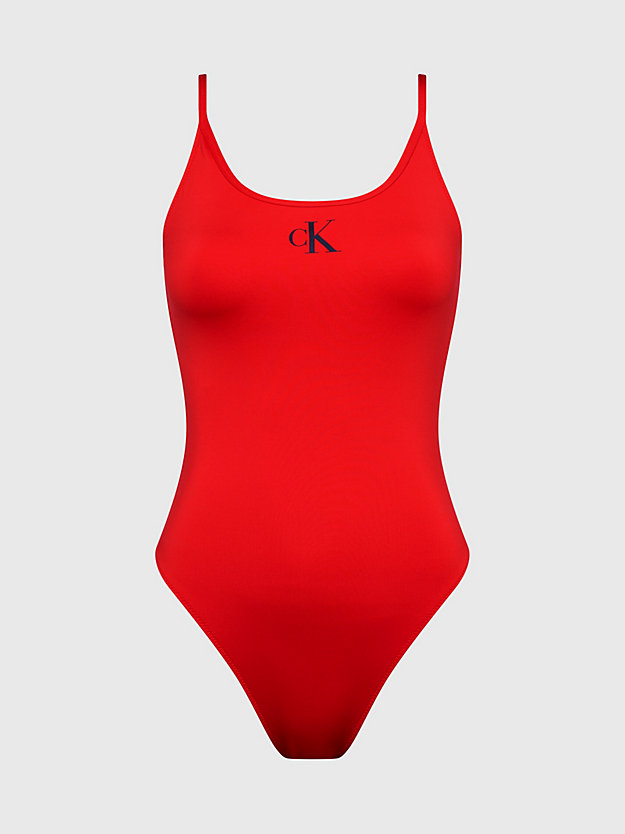 CAJUN RED Scoop Neck Swimsuit - CK Monogram for women CALVIN KLEIN