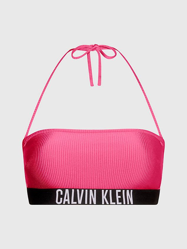 haut de bikini bandeau - intense power pink pour femmes calvin klein