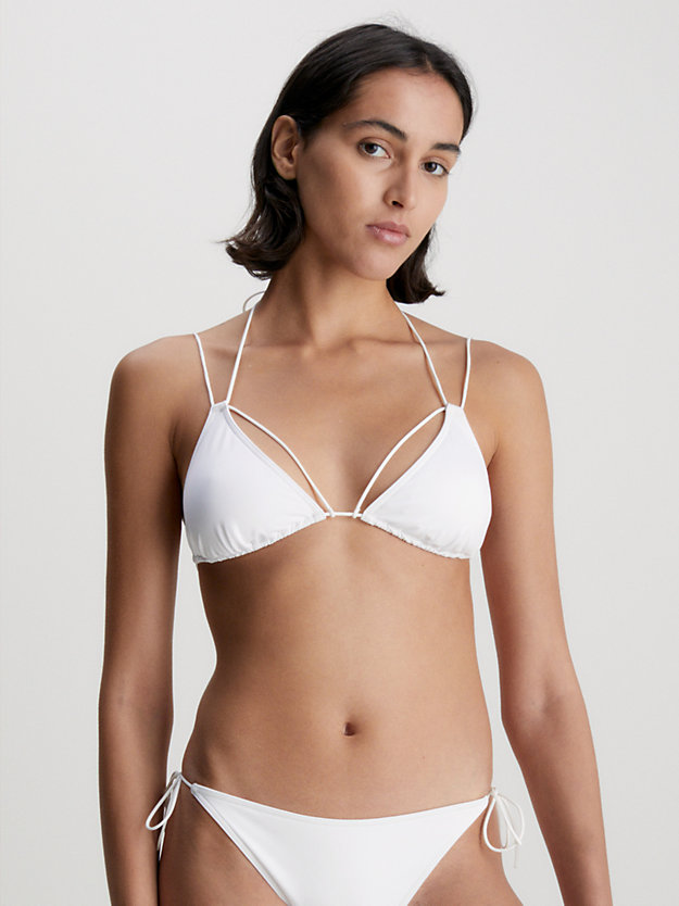 haut de bikini triangle - multi ties pvh classic white pour femmes calvin klein