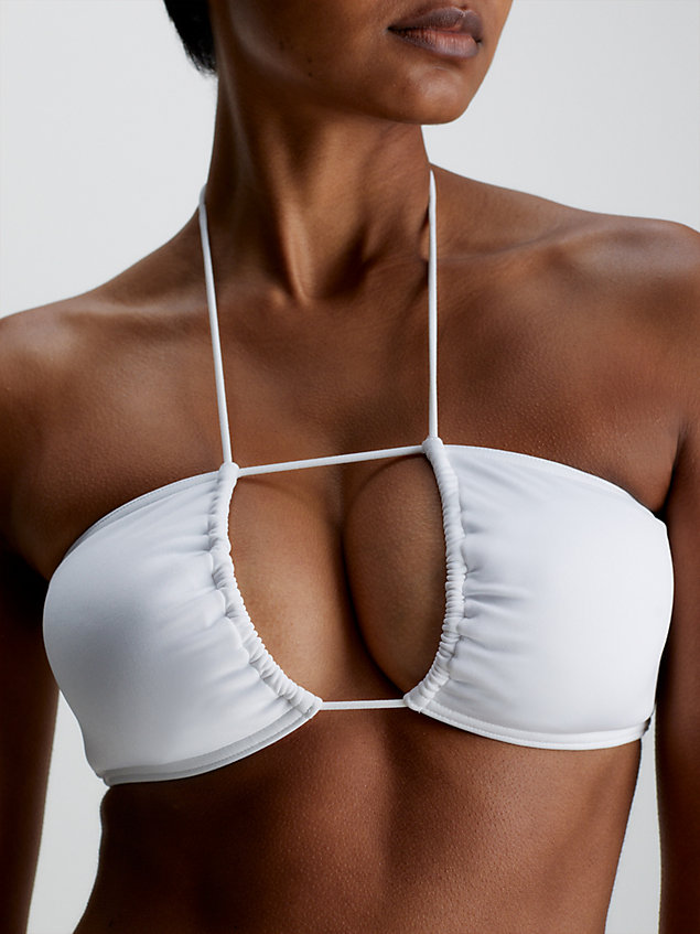 white bralette bikini top - multi ties for women calvin klein