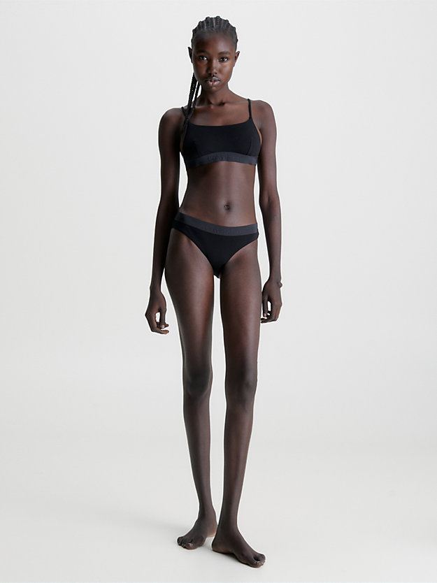 pvh black bralette bikini top - core tonal for women calvin klein