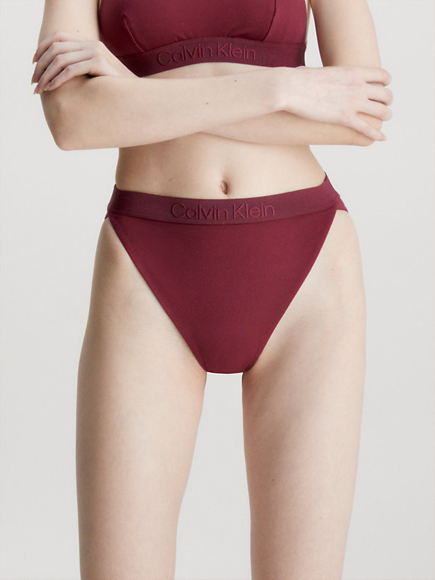 DEEP CRANBERRY High Waisted Bikini Bottoms - Core Tonal for women CALVIN KLEIN