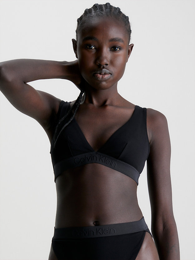 pvh black bralette bikini top - core tonal for women calvin klein