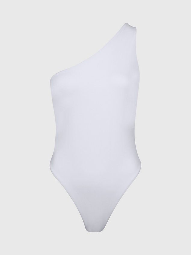 white one shoulder badpak - core archive voor dames - calvin klein