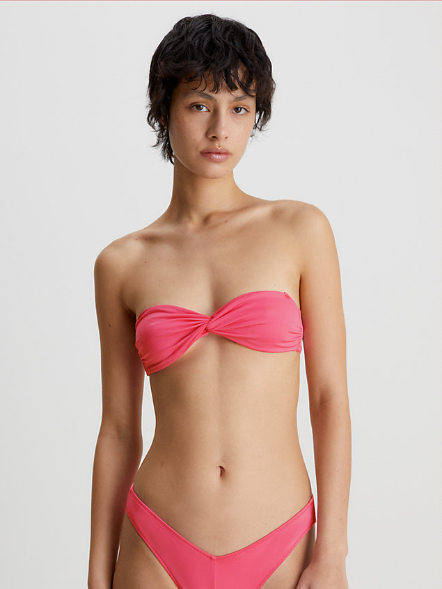 pink mikro bandeau bikini-top – ck monogram für damen - calvin klein