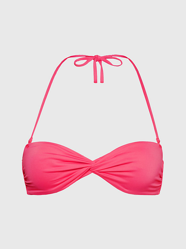 haut de bikini micro-bandeau - ck monogram pink flash pour femmes calvin klein