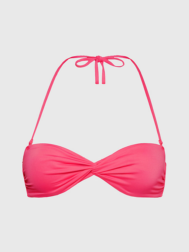 haut de bikini micro-bandeau - ck monogram pink pour femmes calvin klein