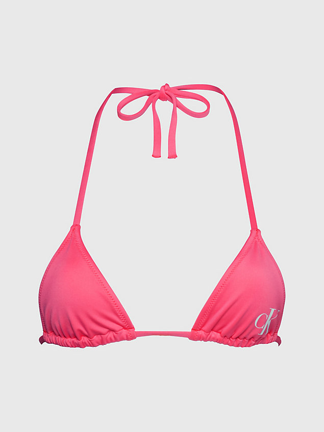 micro top bikini a triangolo - ck monogram pink da donna calvin klein