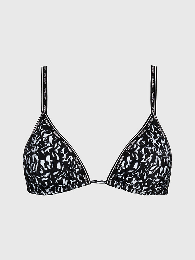 ANIMAL GLITCH BLACK AOP Triangel Bikini-Top – Logo Tape für Damen CALVIN KLEIN