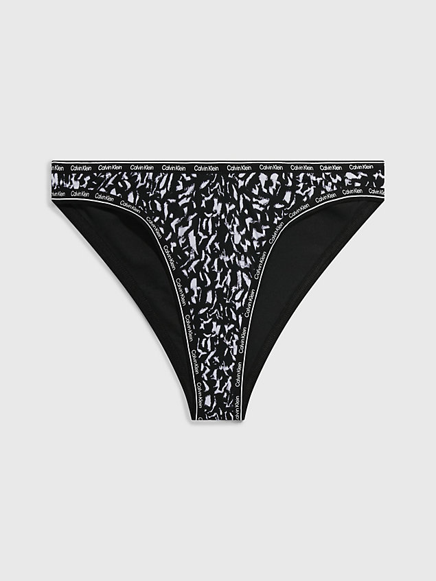black bikinihose mit hohem beinausschnitt – logo tape für damen - calvin klein
