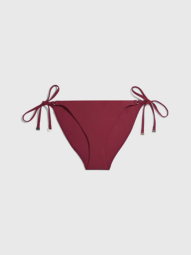 deep cranberry tie side bikini bottoms - core solids for women calvin klein