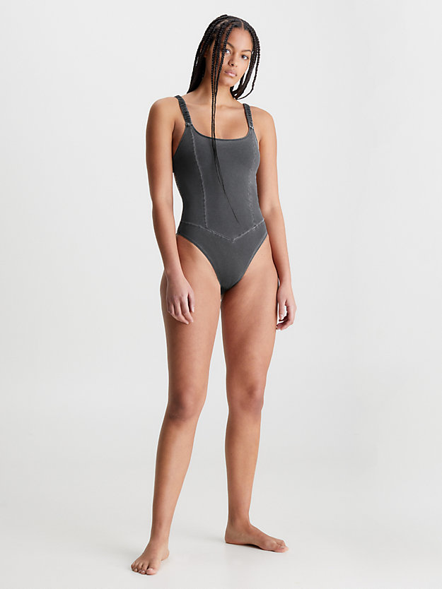 pvh black open back swimsuit - ck authentic for women calvin klein
