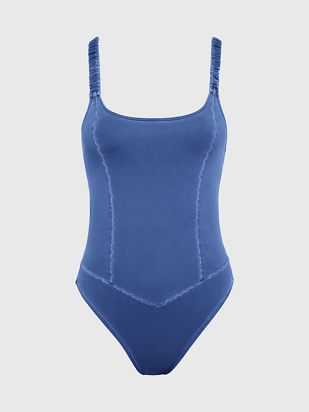 blue badeanzug mit offenem rücken - ck authentic für damen - calvin klein