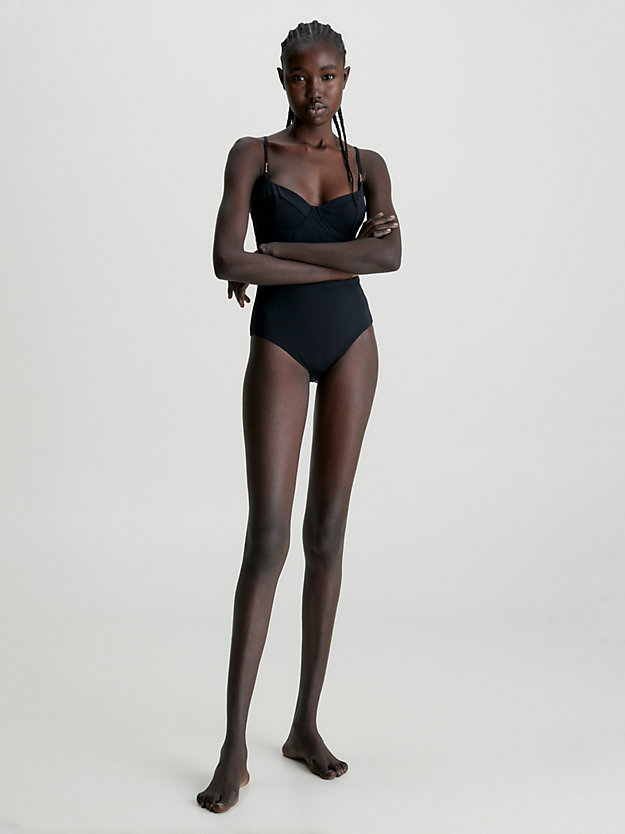 pvh black balconette swimsuit - core solids for women calvin klein
