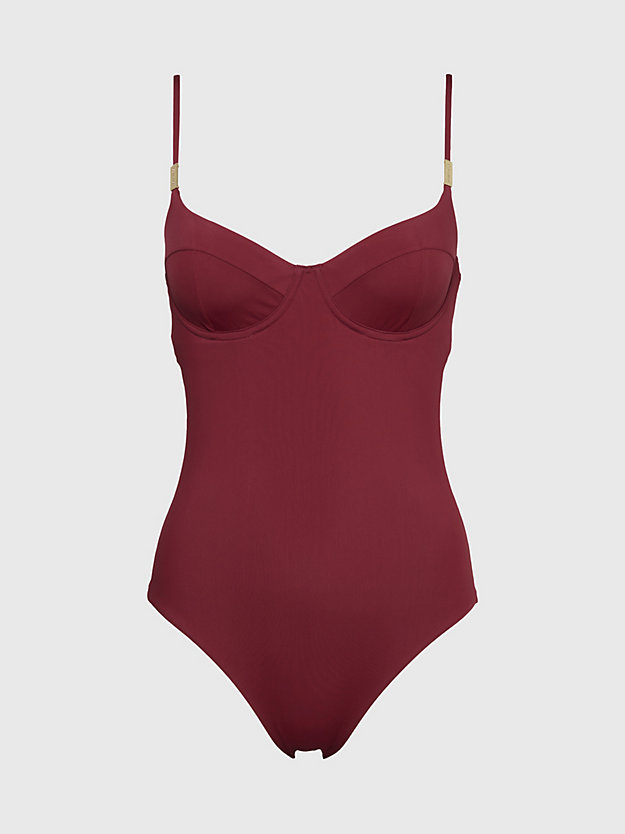 deep cranberry balconette swimsuit - core solids for women calvin klein
