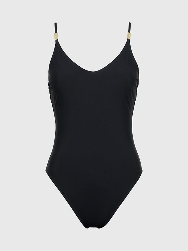 black open back swimsuit - core solids for women calvin klein
