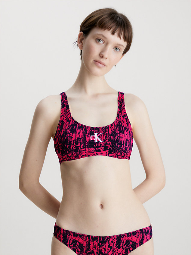 pink bralette bikini top - ck monogram for women calvin klein