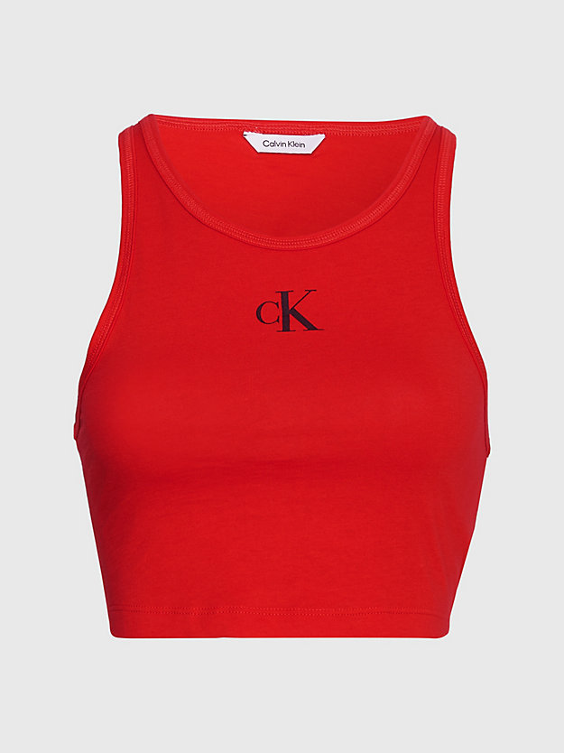 cajun red cropped beach tank top - ck monogram for women calvin klein