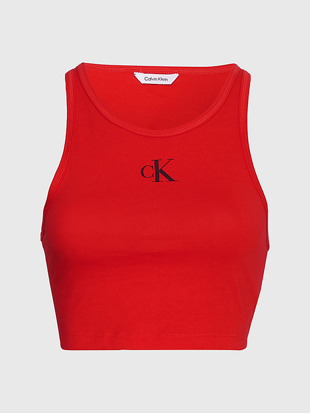 red cropped monogramm-tanktop – ck monogram für damen - calvin klein