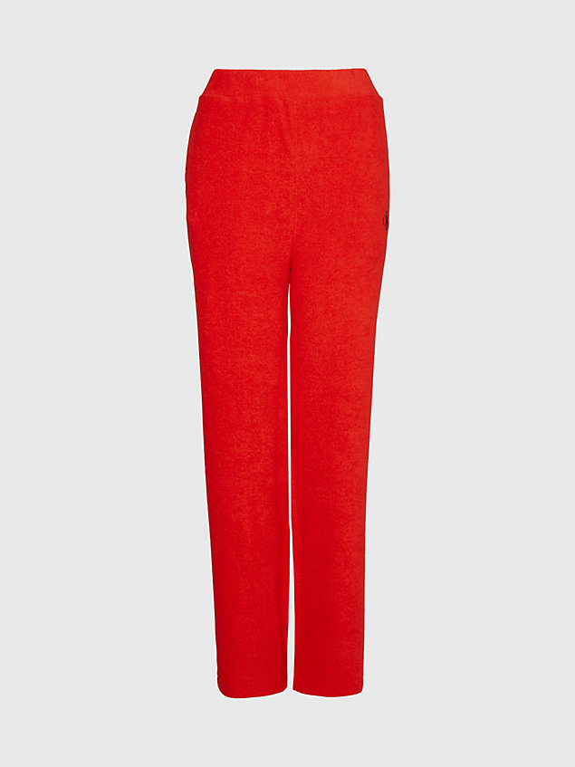 pantalon de plage en tissu éponge - ck monogram red pour femmes calvin klein
