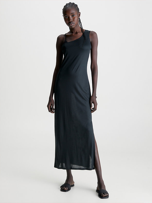 pvh black one shoulder maxi beach dress for women calvin klein