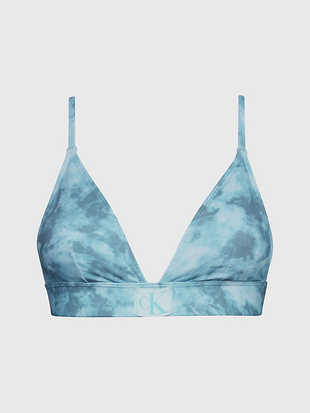 ck tie dye blue aop triangle bikini top - ck authentic for women calvin klein