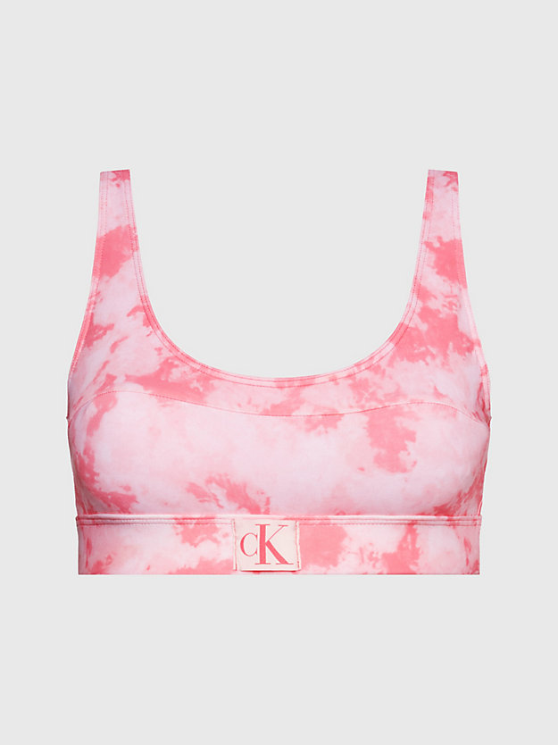 ck tie dye pink aop góra od bikini typu bralette - ck authentic dla kobiety - calvin klein