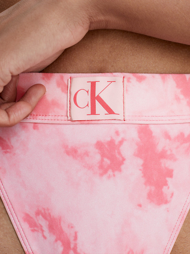 CK TIE DYE PINK AOP High Leg Bikini Bottoms - CK Authentic for women CALVIN KLEIN