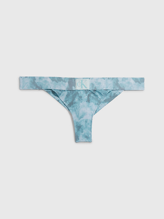 ck tie dye blue aop brazilian bikini bottoms - ck authentic for women calvin klein