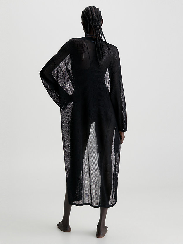 pvh black sheer knit beach kaftan for women calvin klein