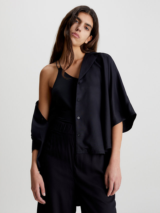 Pvh Black Lässiges Kurzärmeliges Strandshirt undefined Damen Calvin Klein