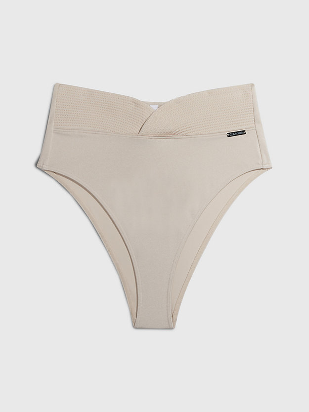 stony beige high waisted bikini bottoms - structured for women calvin klein
