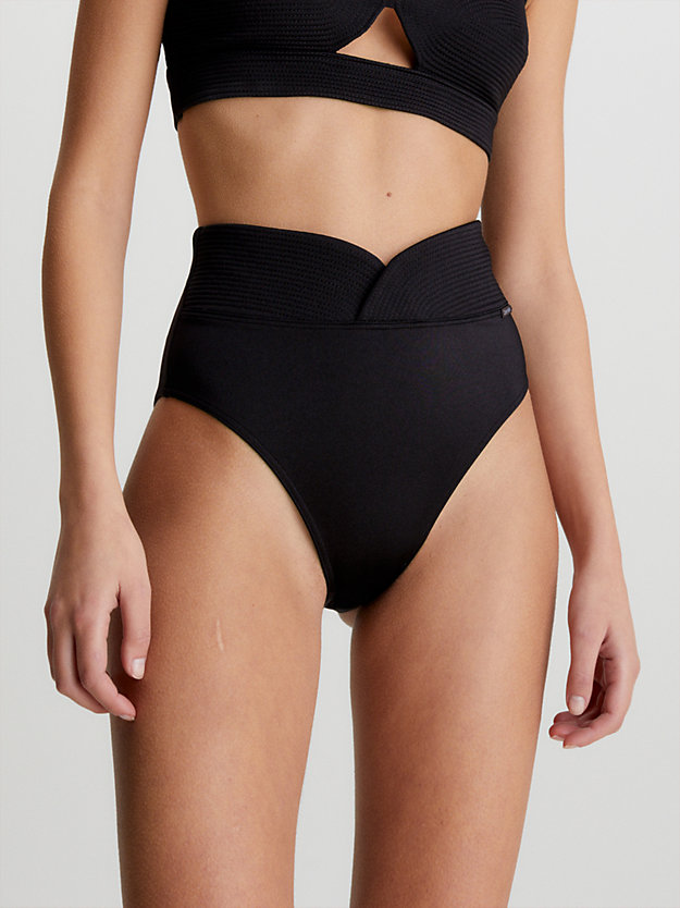 PVH BLACK High Waisted Bikini Bottoms - Structured for women CALVIN KLEIN