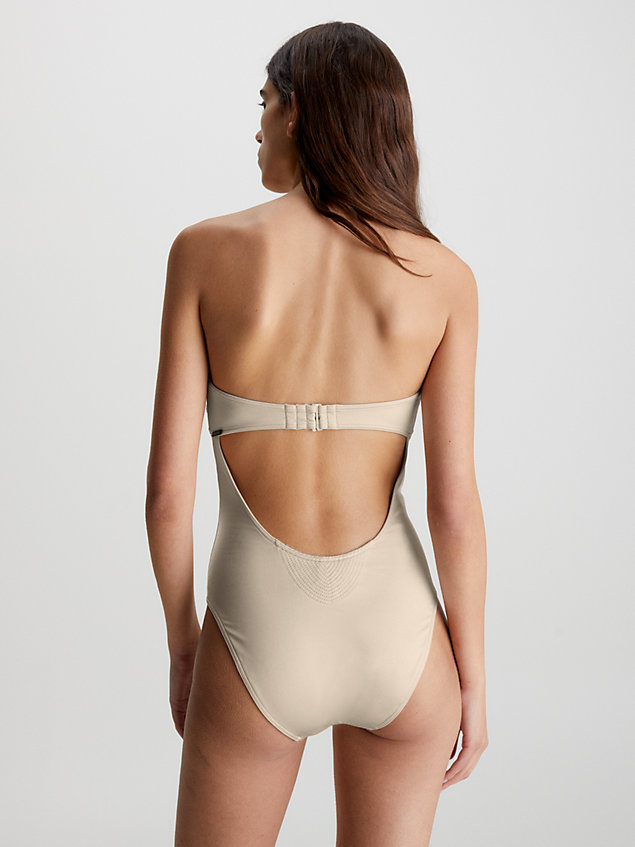 beige halter neck swimsuit - structured for women calvin klein