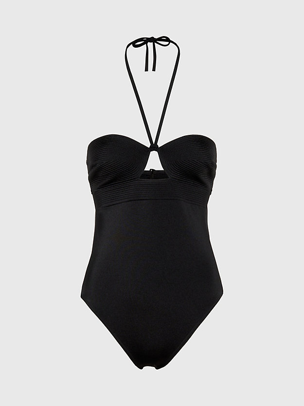 pvh black neckholder-badeanzug – structured für damen - calvin klein