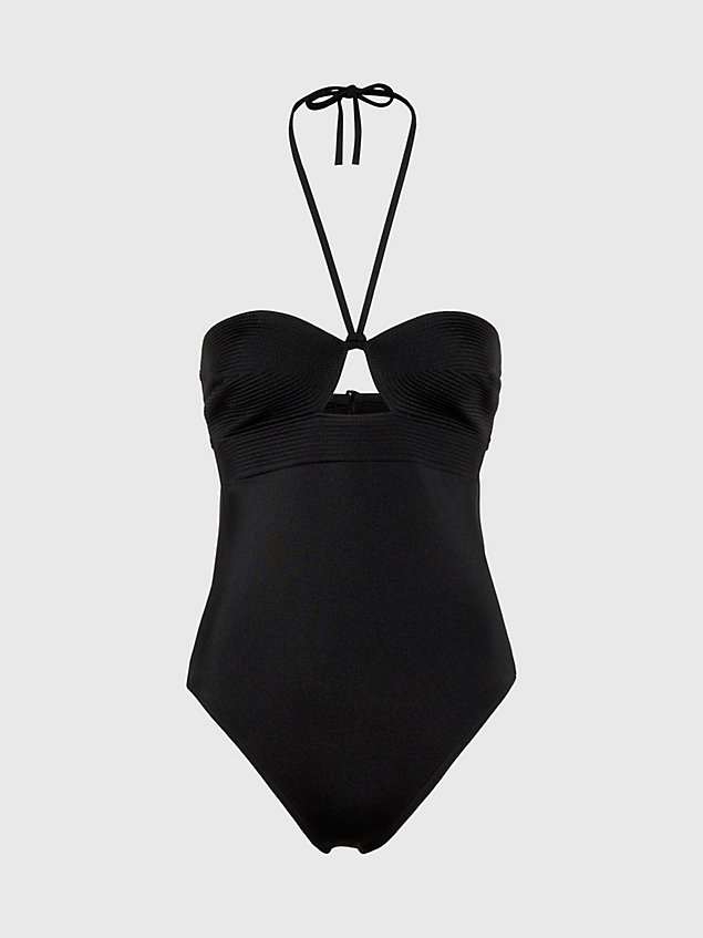 black neckholder-badeanzug – structured für damen - calvin klein