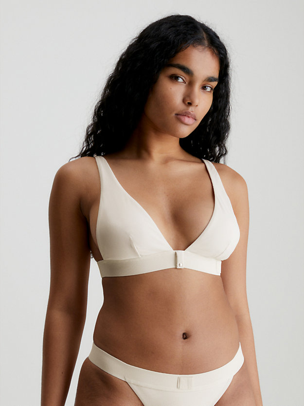 WHITE SAND Triangle Bikini Top - CK Monogram Rib for women CALVIN KLEIN