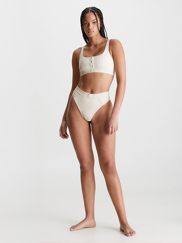 WHITE SAND Bralette-Bikini-Top – CK Monogram Rib für Damen CALVIN KLEIN