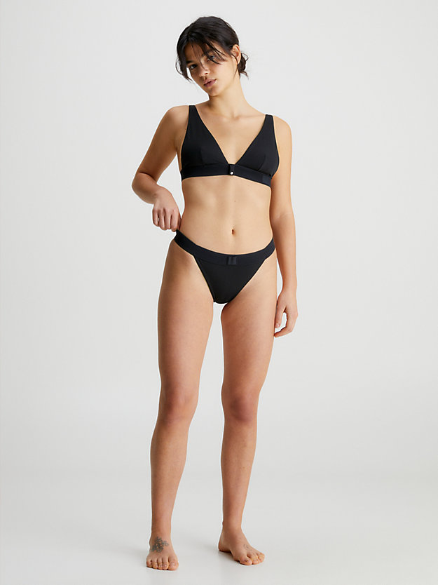 pvh black high leg bikini bottoms - ck monogram rib for women calvin klein