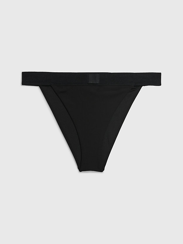 pvh black high leg bikini bottoms - ck monogram rib for women calvin klein