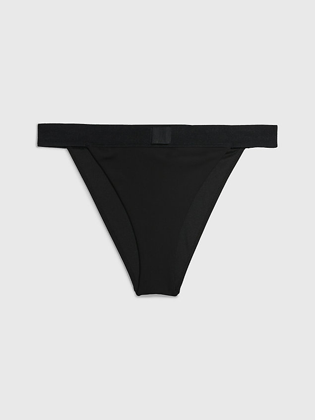 black bikinibroekje met hoge uitsnijding - ck monogram rib voor dames - calvin klein