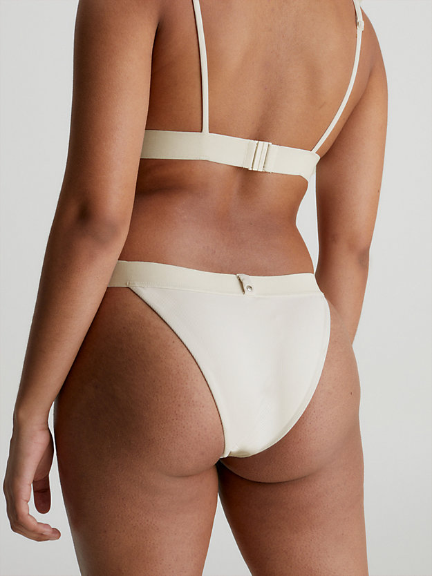 WHITE SAND Slip bikini a vita alta - CK Monogram Rib da donna CALVIN KLEIN