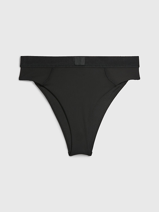 black bikinibroekje met hoge taille - ck monogram rib voor dames - calvin klein