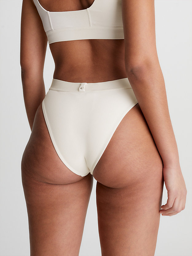 WHITE SAND Bas de bikini taille haute - CK Monogram Rib for femmes CALVIN KLEIN