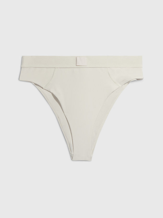 white sand high waisted bikini bottoms - ck monogram rib for women calvin klein